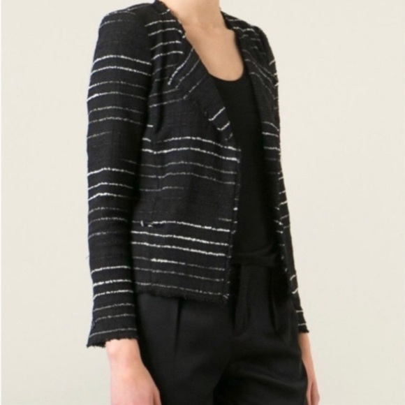 Isabel Marant Black Tweed Striped Glenn Jacket Medium - Picture 12 of 16
